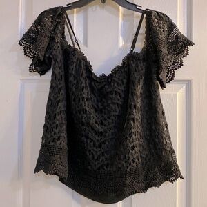 LA Hearts Crochet Off Shoulder Top Medium